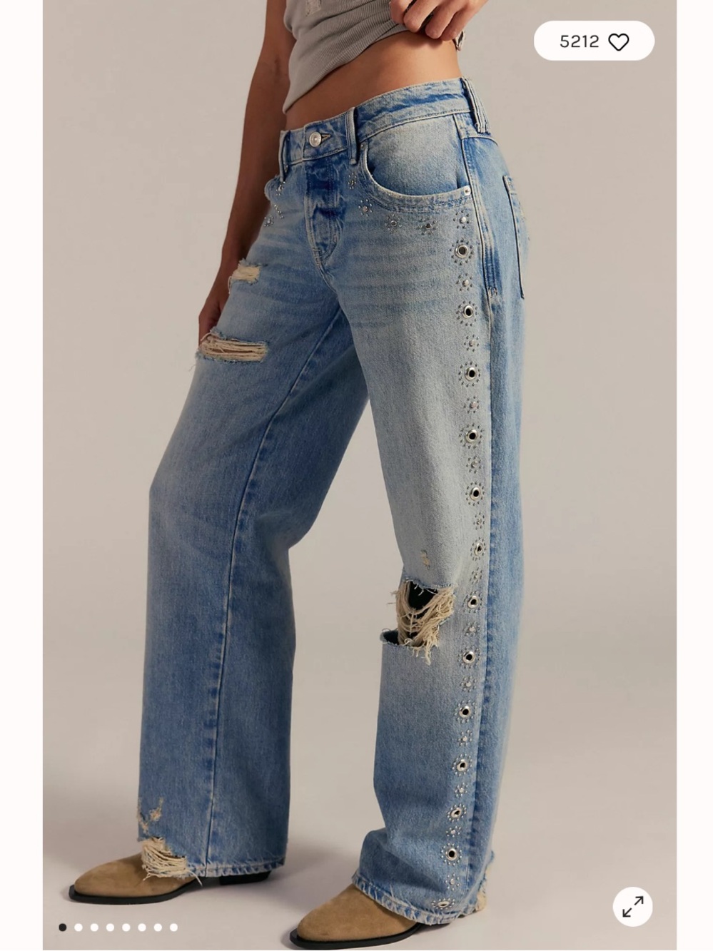 Free People We The Free Tennessee Low-Rise Boyfriend Studded Jeans NWT